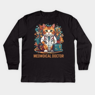 Funny Cat Meowdical Doctor Medical nursing Design Kids Long Sleeve T-Shirt